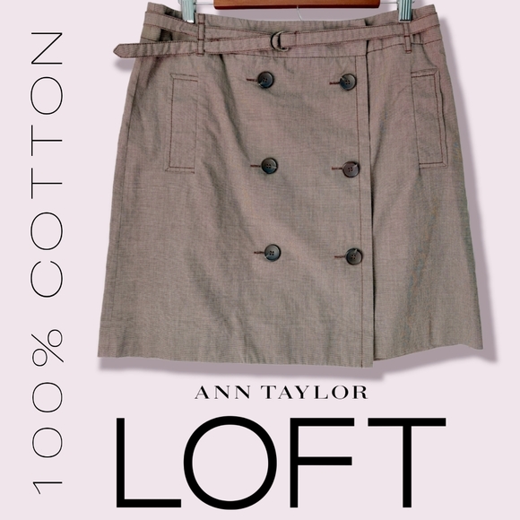 LOFT Dresses & Skirts - LOFT Ann Taylor Double Breasted Button Skirt with Pockets & Belt Sz